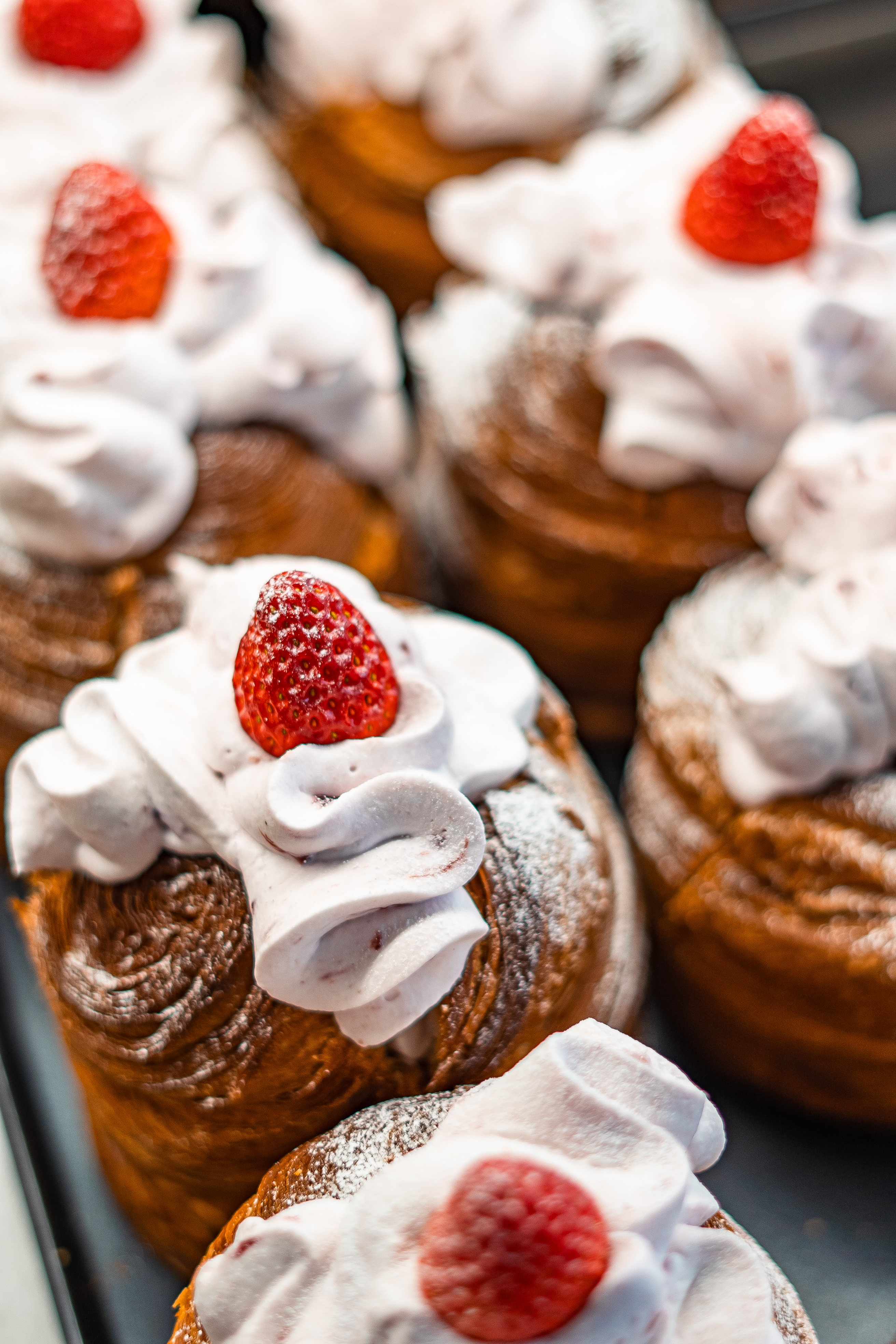 Strawberry pastries prepared for a celebration